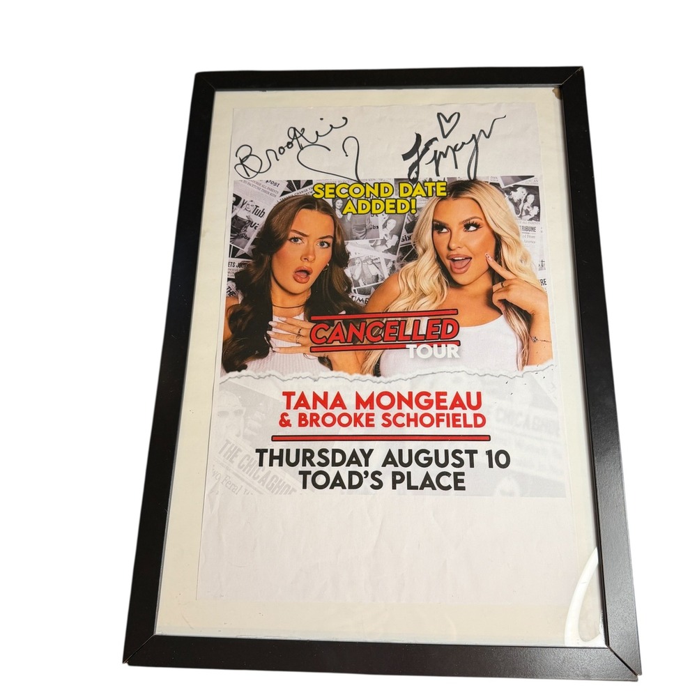 Tana Mongeau Brooke Schofield Signed Cancelled Tour Poster Framed Toad's‎ Place